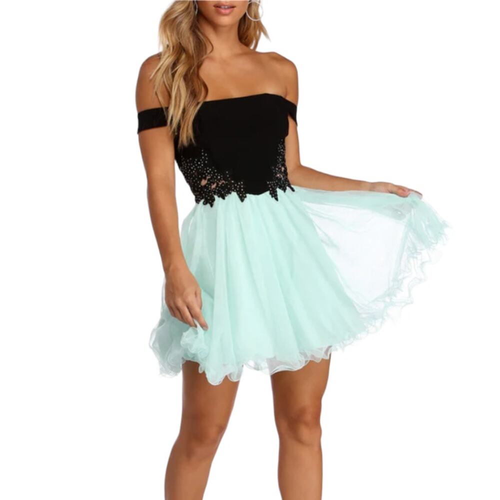 Blondie nites short prom dress, rhinestone cutout pettiicoat tulle skirt